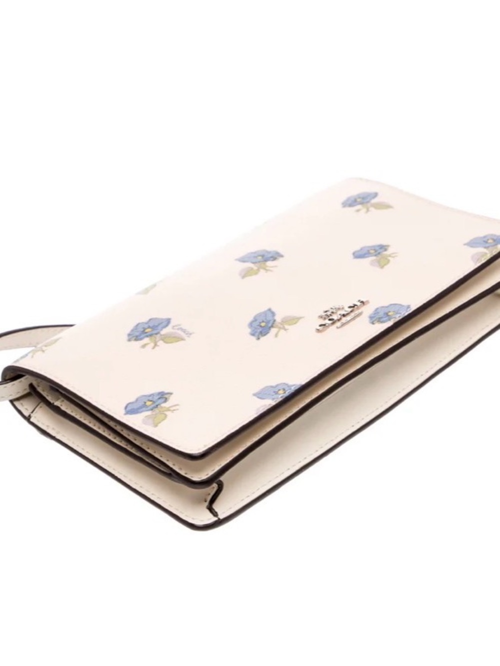Coach Pink Floral Crossbody Wallet with Blue Blossoms - Picture 2 of 4